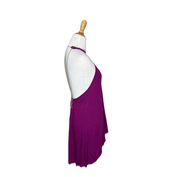 Free People Open Back Suede Tie Neck Purple Tank Top Size Medium Womens - Picture 4 of 7